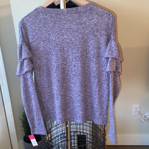 XS 🔖 Xhilaration Purple Ruffle Long Sleeve Shirt Sleepwear - Picture 6 of 6